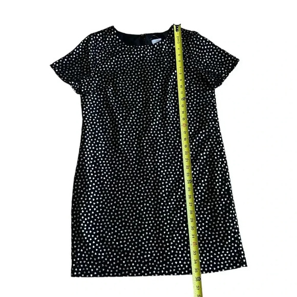 J Crew Black Gold Hearts Dress Crew Neck Short Sleeve Knee Length Sheath 8 NEW - Picture 4 of 10